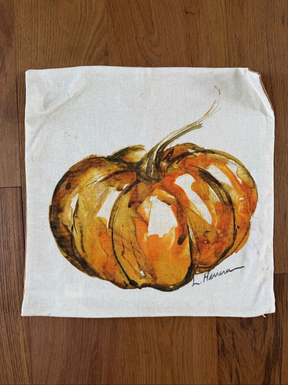 Pottery Barn Lauren Herrera Painted Pumpkin Pillow Cover Zip Close 20”